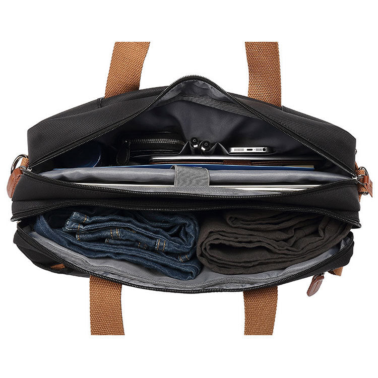 BAOSHA Convertible Durable Canvas Briefcase Backpack (Black)