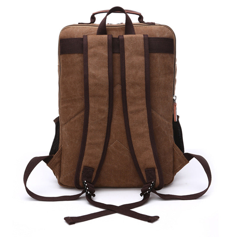 Casual Vintage Rugged Canvas Fabric Backpack (Black)