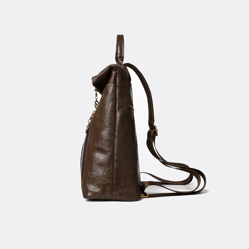 Kangaroo PU Leather Croc Pattern Women's Backpack
