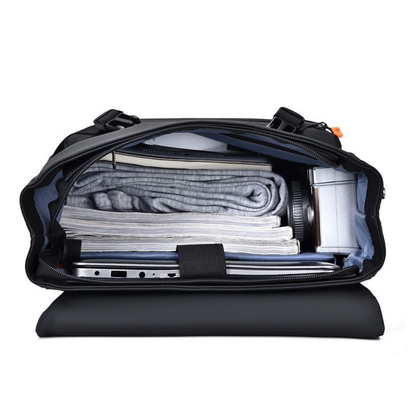 KABINU Commuter Orange Zipper Leather Backpack (Dark Grey)