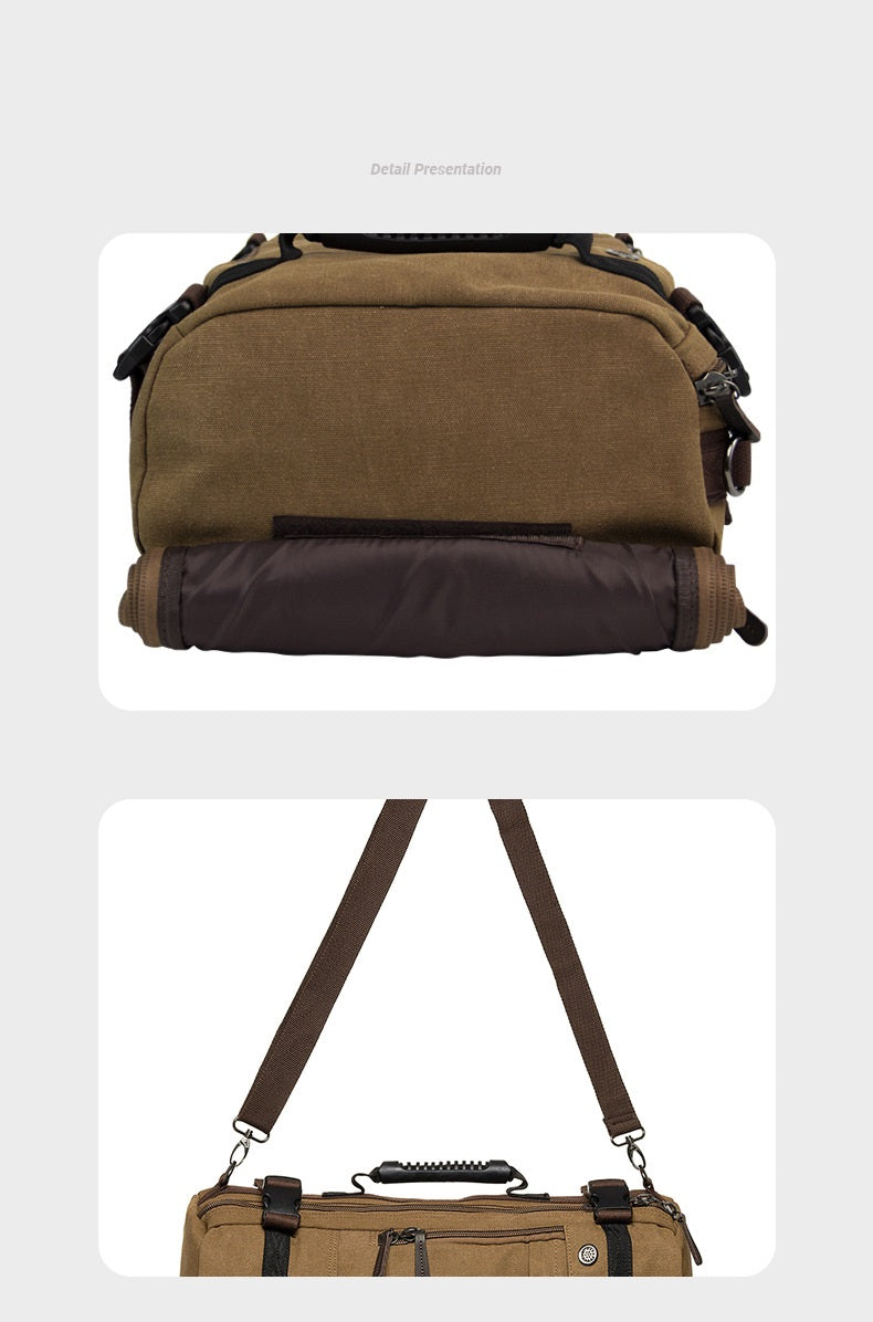 KAUKKO Canvas Travel Backpack Multi-Functional Bag (Black)