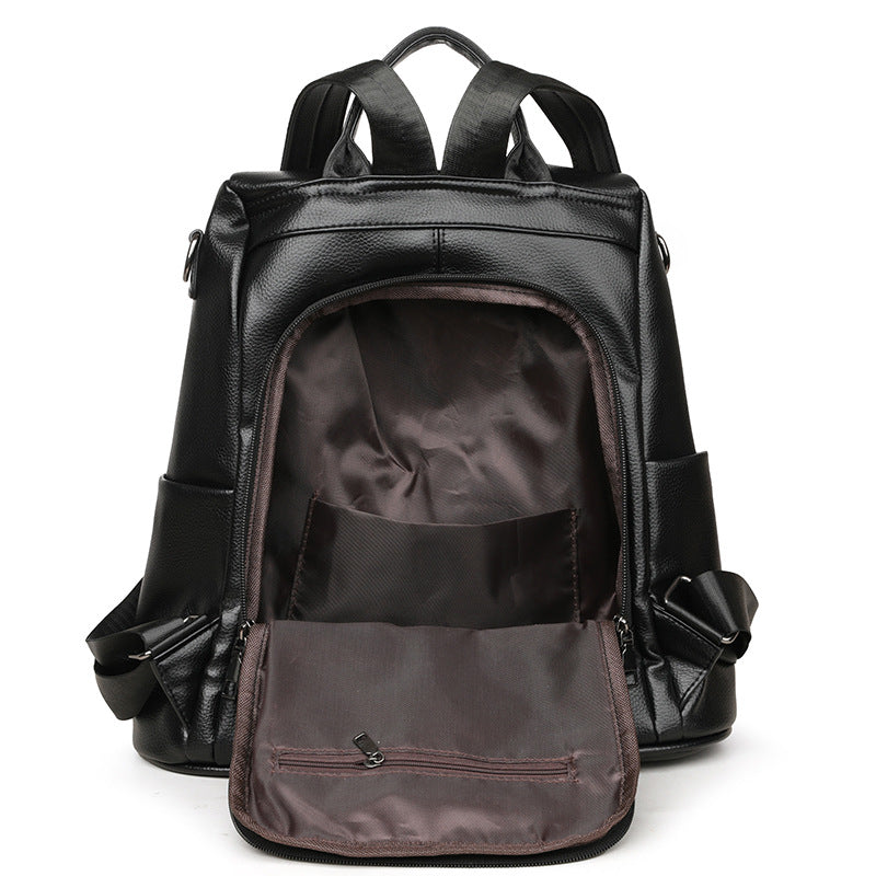 Pebbled PU leather Anti-Theft Women's Backpack (Black)