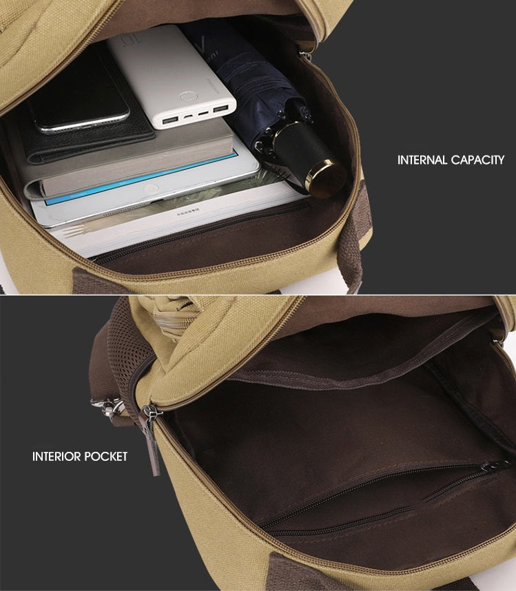 2-in-1 Functional Canvas Crossbody Sling Bag Backpack (Black)