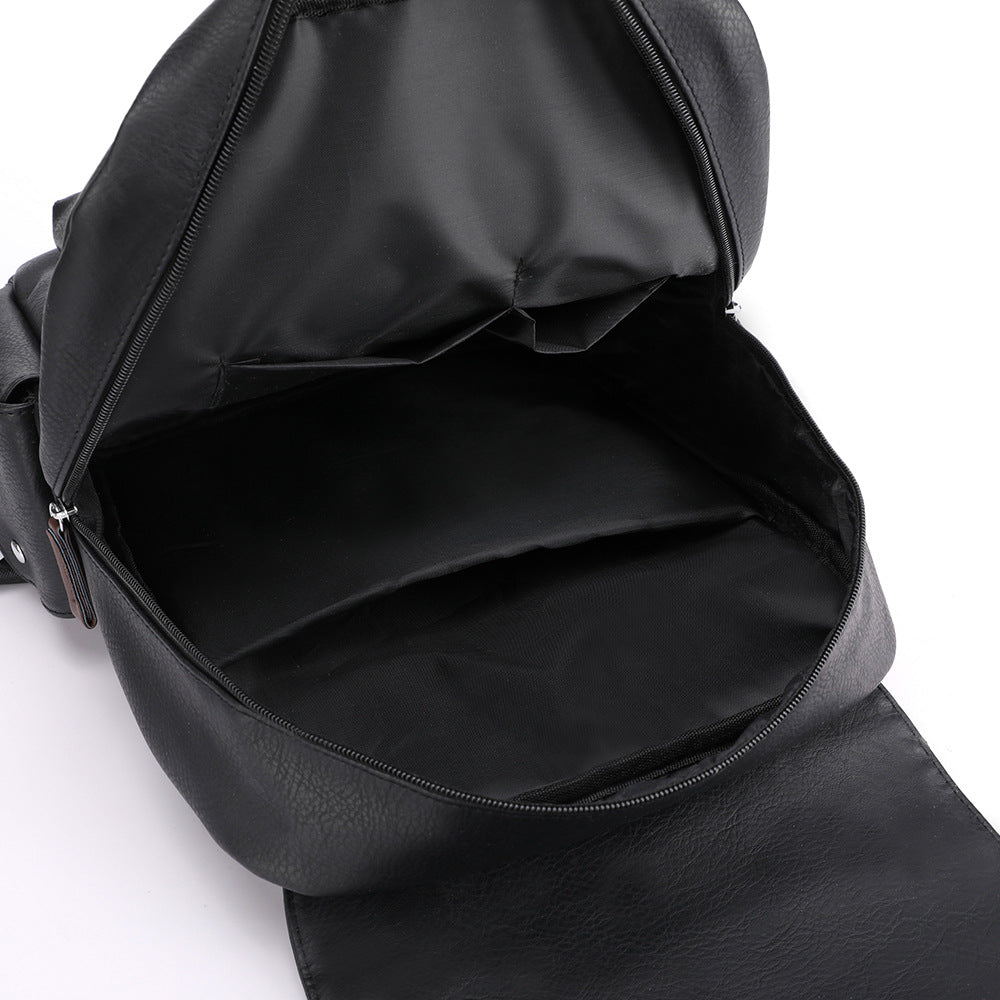 PU Leather Casual Brown Straps Backpack (Brown)