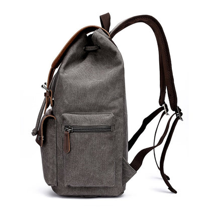 Vintage Rucksack Canvas Fabric Backpack (Grey)