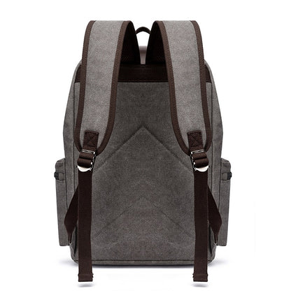 Vintage Rucksack Canvas Fabric Backpack (Grey)