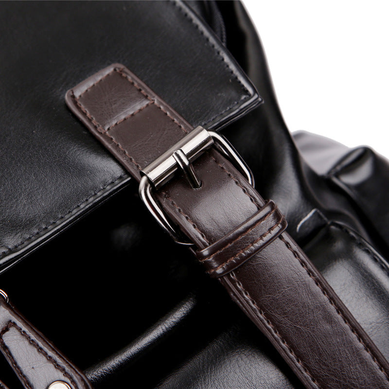 Premium Vintage Leather Dual Strap Flap Over Backpack