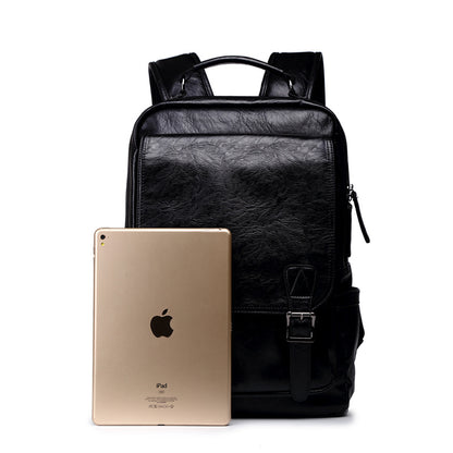 Premium Glossy Vintage Leather Flap & Buckle Backpack
