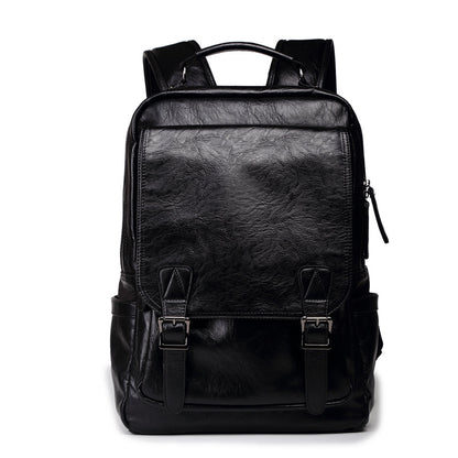 Premium Glossy Vintage Leather Flap & Buckle Backpack