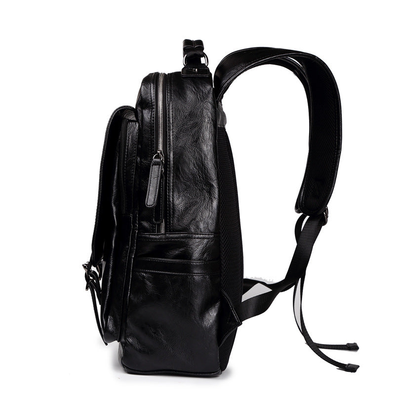 Premium Glossy Vintage Leather Flap & Buckle Backpack