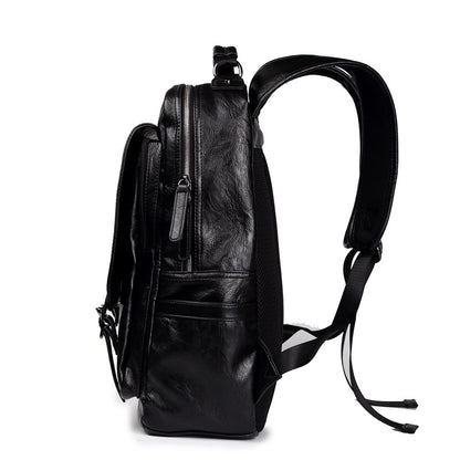 Premium Glossy Vintage Leather Flap & Buckle Backpack