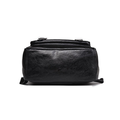 Premium Glossy Vintage Leather Flap & Buckle Backpack
