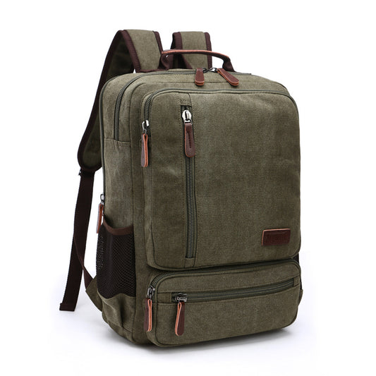 Casual Vintage Rugged Canvas Fabric Backpack (Green)