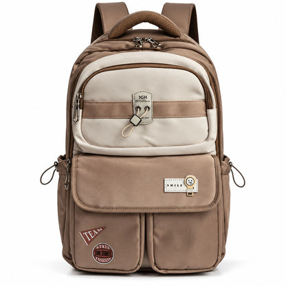 JGH Casual Multi-Pocket Stylish Backpack (Beige)