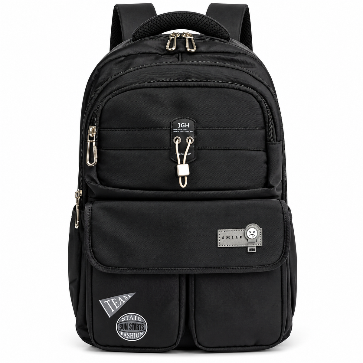 JGH Casual Multi-Pocket Stylish Backpack (Black)