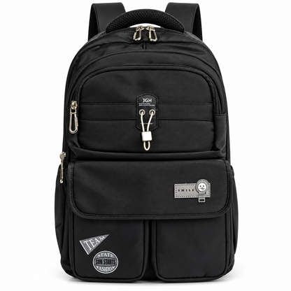 JGH Casual Multi-Pocket Stylish Backpack (Black)