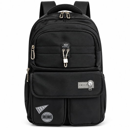JGH Casual Multi-Pocket Stylish Backpack (Black)