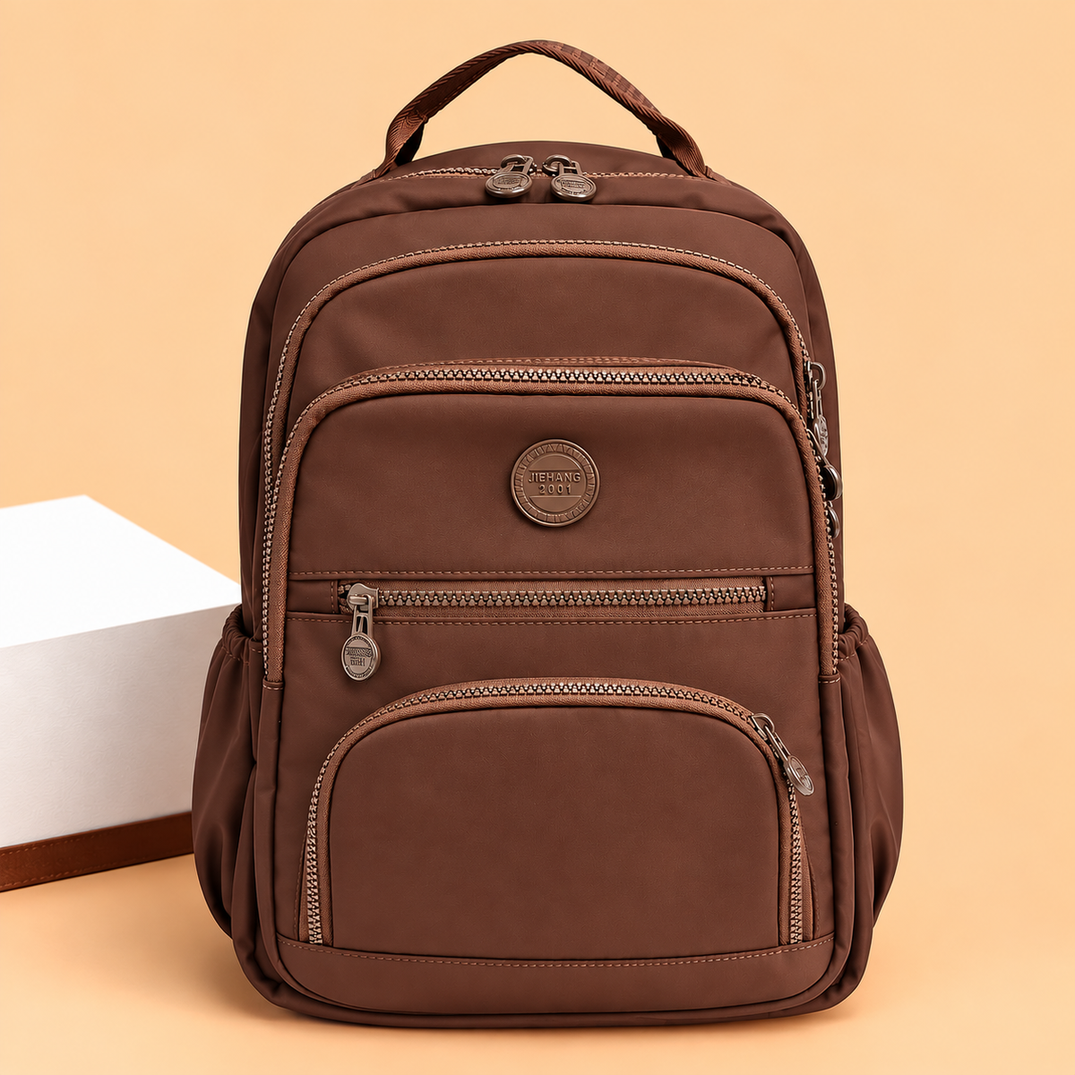Premium Waterproof Nylon Women Backpack (Brown)
