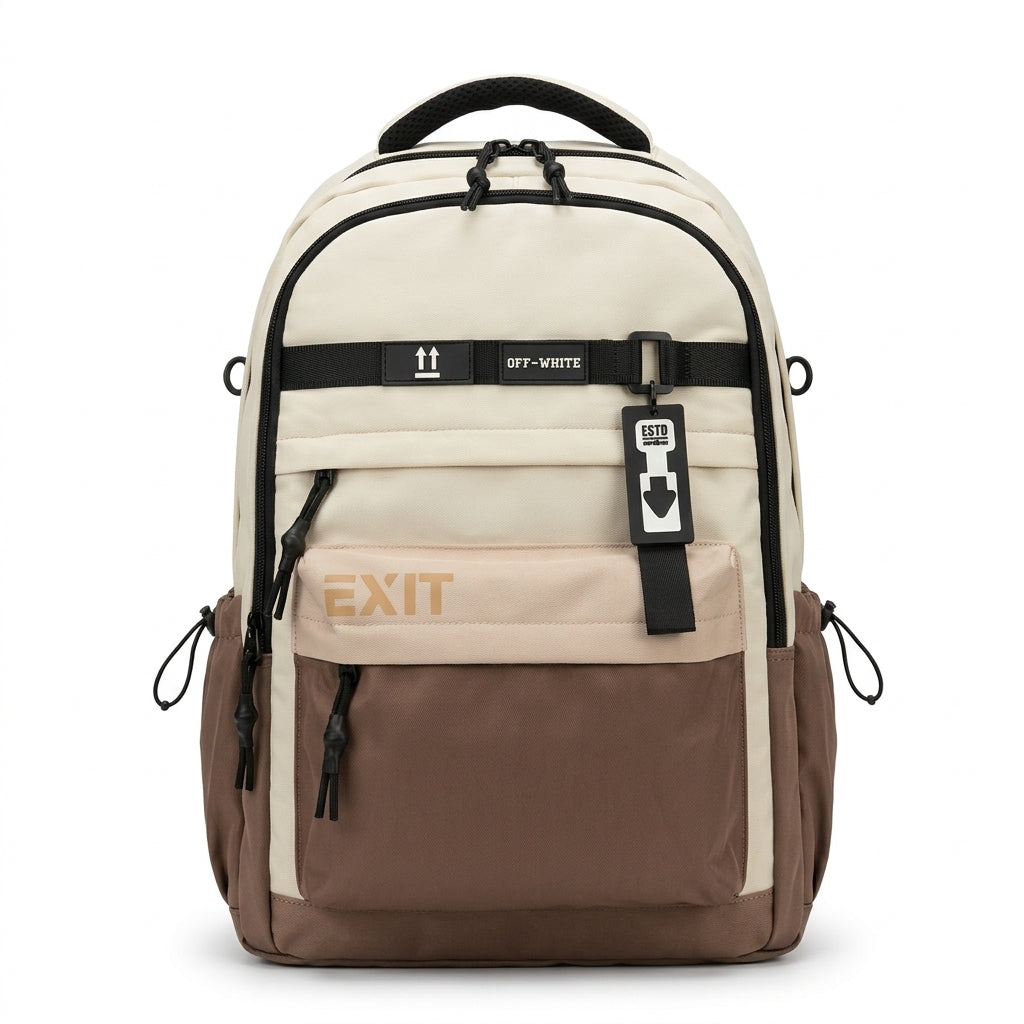 Off-White Style Multi-Pocket Design Backpack