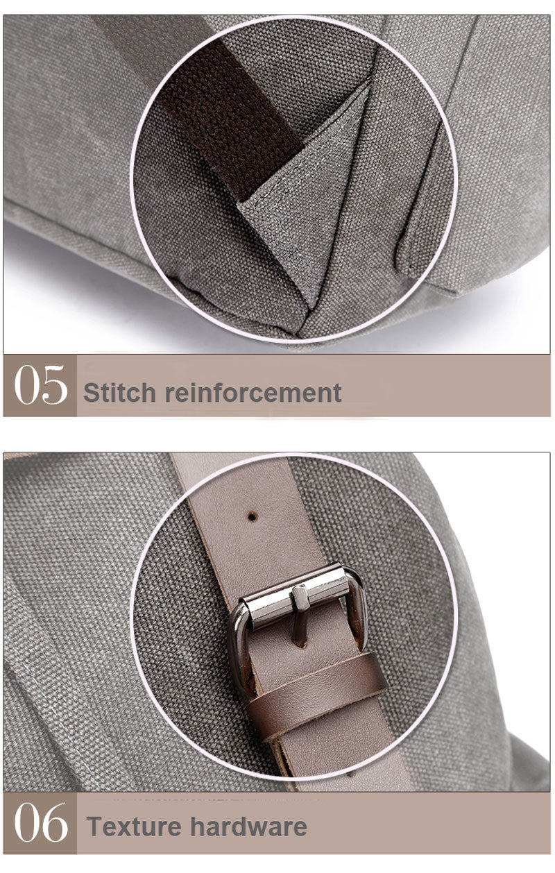 Vintage Rucksack Canvas Fabric Backpack (Grey)