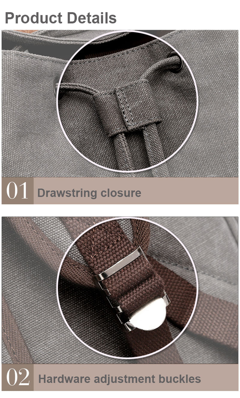 Vintage Rucksack Canvas Fabric Backpack (Grey)