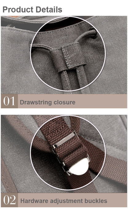 Vintage Rucksack Canvas Fabric Backpack (Grey)