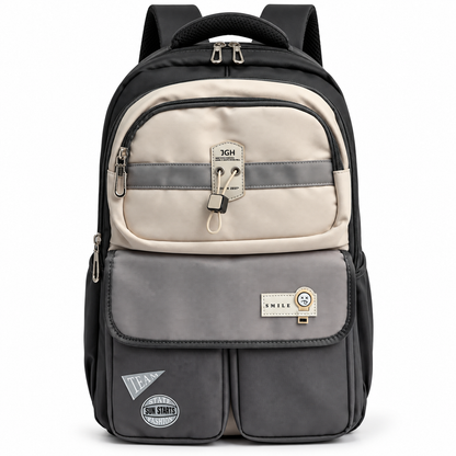JGH Casual Multi-Pocket Stylish Backpack (Grey)