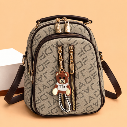 Stylish Monogram Print Dual-Zipper Mini Backpack