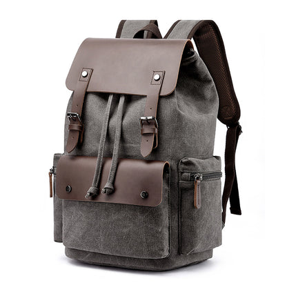 Vintage Rucksack Canvas Fabric Backpack (Grey)