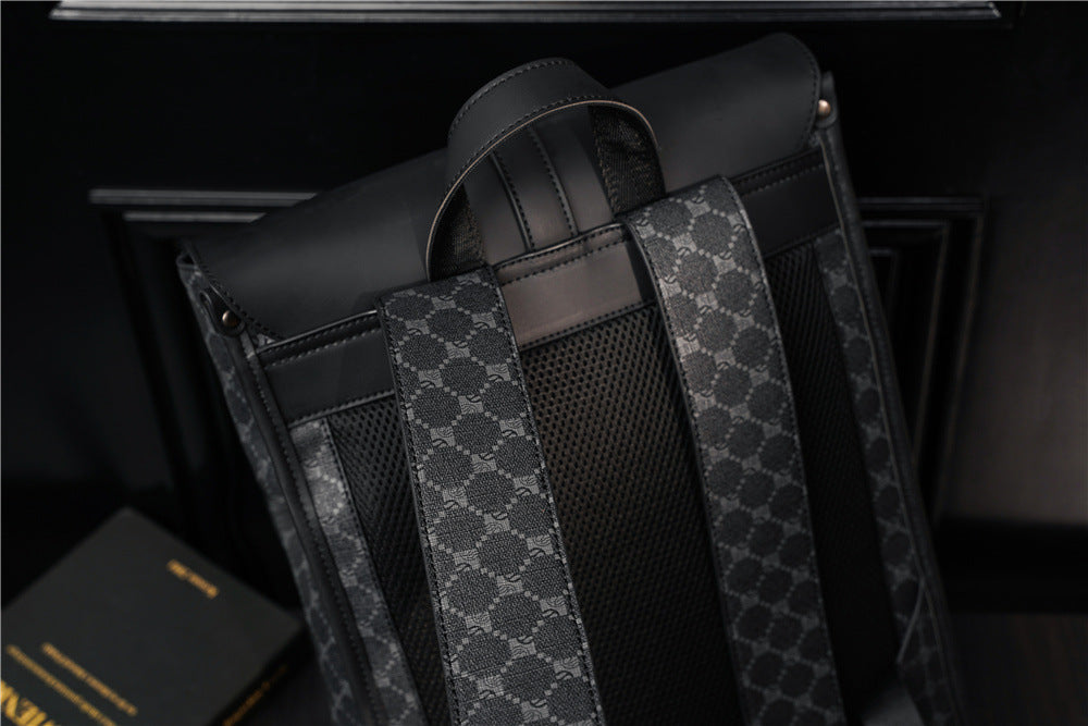Coteetci Elegant PU Leather Flap Top Backpack (Black Pattern)