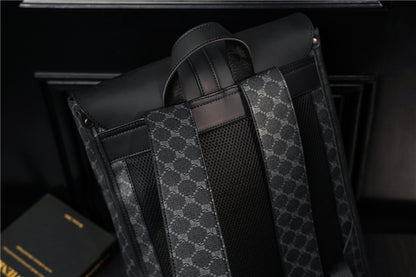 Coteetci Elegant PU Leather Flap Top Backpack (Black Pattern)