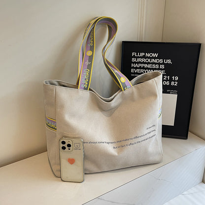 Large Capacity Canvas Women's Handbag (Cream White)