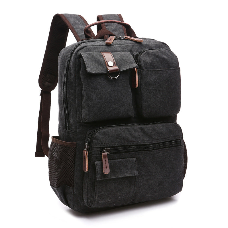 XAFITI Vintage Canvas Fabric Backpack (Black)