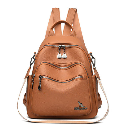 Jiekedann Designer PU Leather Women's Backpack (Brown)