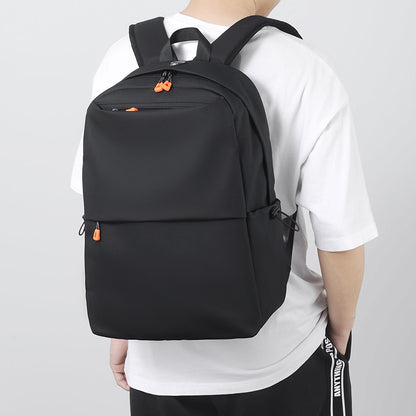 Minimalist Waterproof Orange Zipper Backpack (Black)