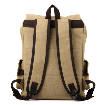 Vintage Canvas Fabric Rucksack Backpack (Brown)