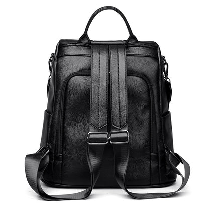 Pebbled PU leather Anti-Theft Women's Backpack (Black)