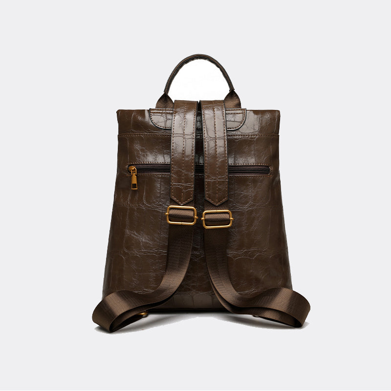 Kangaroo PU Leather Croc Pattern Women's Backpack