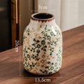 Retro Crackle Glazed Ceramic Flower Vase — Vintage Floral Pattern (20cm)