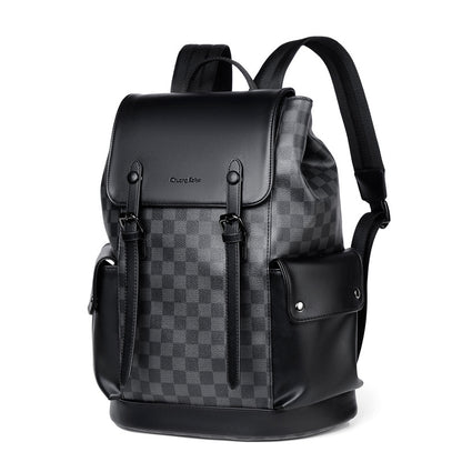 Chuang Kehe Checkered Pattern Leather Backpack (Checkered)