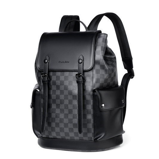 Chuang Kehe Checkered Pattern Leather Backpack (Checkered)