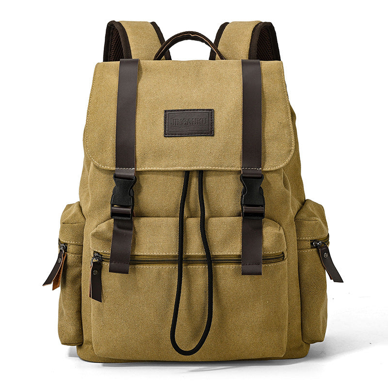ZHONGZHUO Vintage Drawstring Canvas Rucksack Backpack (Khaki)