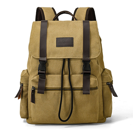 ZHONGZHUO Vintage Drawstring Canvas Rucksack Backpack (Khaki)
