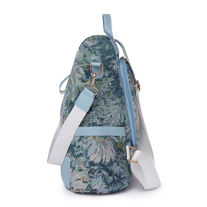 Pagezol Anti-Theft Vibrant Floral Women's Backpack (Sky Blue)