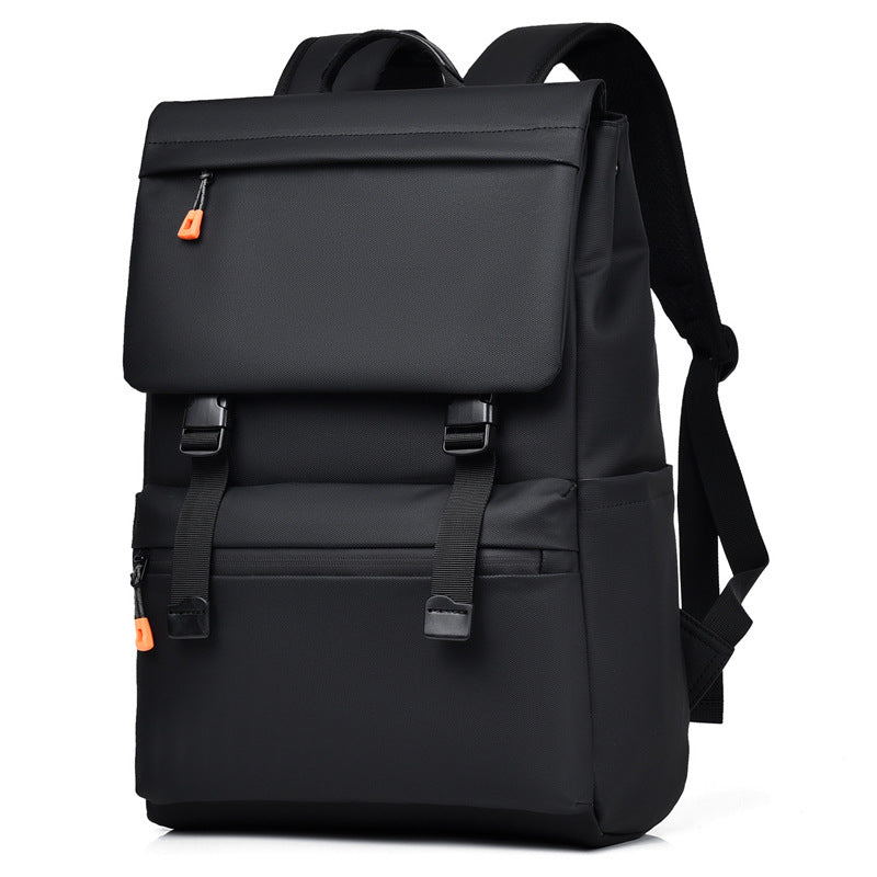 KABINU Commuter Orange Zipper Leather Backpack (Black)