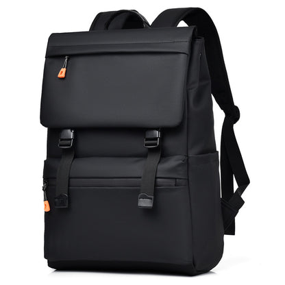 KABINU Commuter Orange Zipper Leather Backpack (Black)