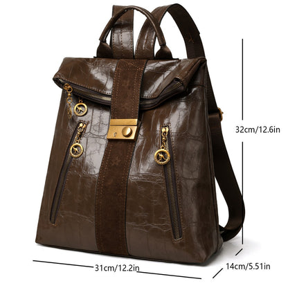 Kangaroo PU Leather Croc Pattern Women's Backpack