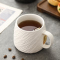 Wabi-Sabi Matte White Textured Ceramic Mug — Coarse Sand-Glazed Minimalist Stoneware Coffee Cup