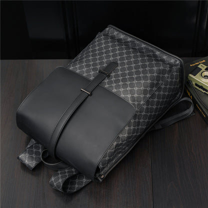 Coteetci Elegant PU Leather Flap Top Backpack (Black Pattern)