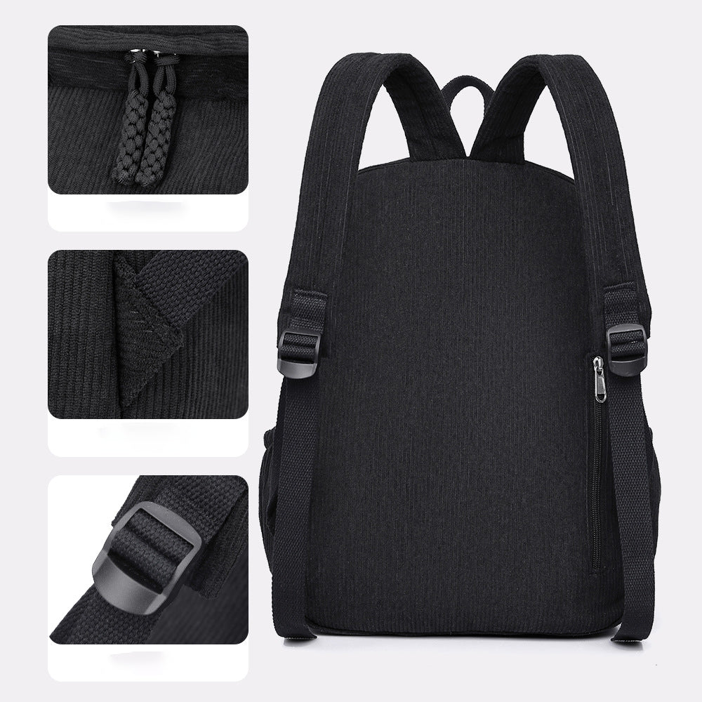 Aesthetic Corduroy Women's Backpack (Grey)